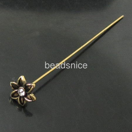 Brass Headpin,Flower,Nickel-Free,Lead-Safe,